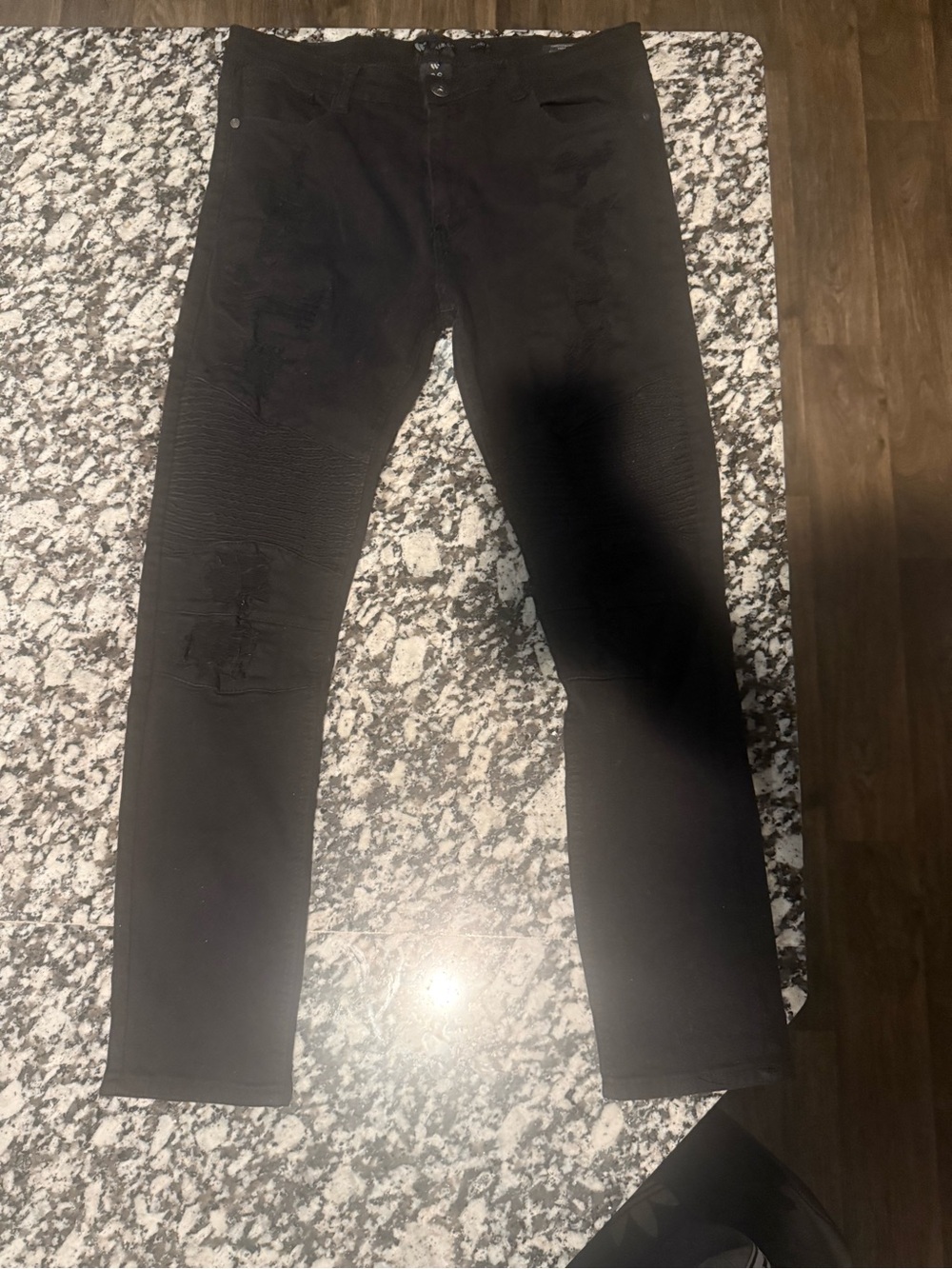 Men's Black Skinny Jeans - Distressed Stretch Fit